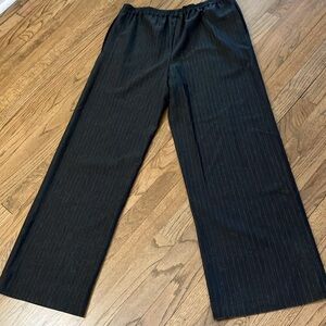 Eskandar Wool Cashmere Blend Charcoal Grey Pinstripe Pull On Pants Size 0 (6 /8)